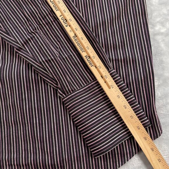 Everett Hall Dress Shirt Mens 43 17 Pink Black Striped French Cuff Made in Italy - Picture 13 of 16
